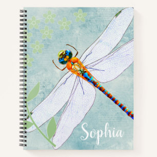 Cuaderno Vintage Dragonfly on Faded Floral Background