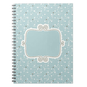 Cuaderno Vintage, elegante, azul bebé, damasco, antiguo, m