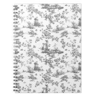 Vintage English Floral Toile de Jouy-Gray