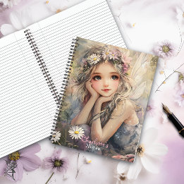 Cuaderno Vintage Fairy Art con flor Crown and Daisisies