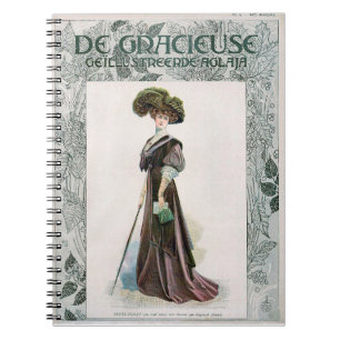 Cuaderno Vintage Fashion Ilustracion Lady With Cane