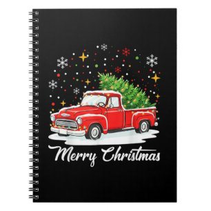 Cuaderno Vintage Feliz Navidad Camión Rojo Santa Árbol Fami