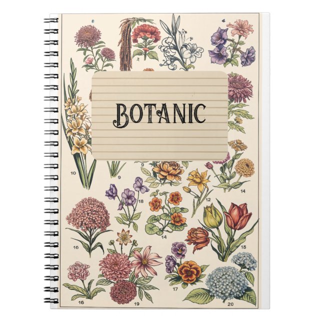 Cuaderno Vintage Floral  Botanical Art spiral notebook (Frente)