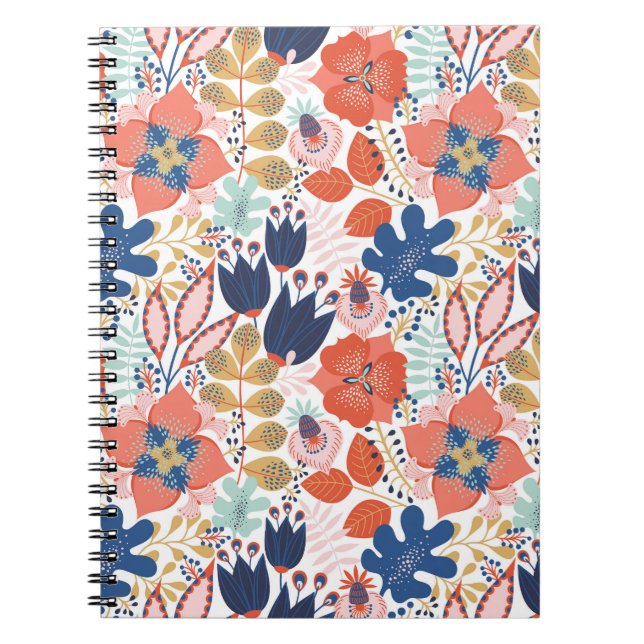 Cuaderno Vintage floral brillante: estilo escandinavo. (Frente)