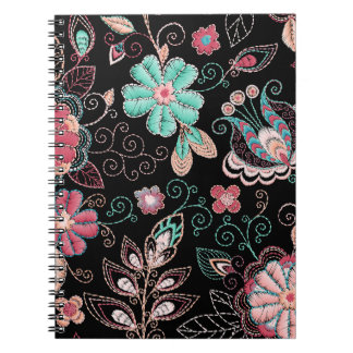 Cuaderno Vintage Floral Embroidery Dark Pattern