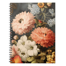 Cuaderno Vintage Floral Illustration with Mixed Blossoms