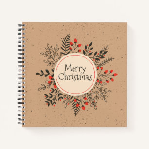 Cuaderno Vintage Floral Merry Christmas Portátil