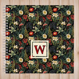 Cuaderno Vintage Floral Red White Lilies Bullet Journal