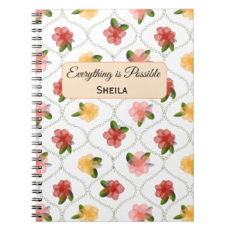 Cuaderno Vintage floral watercolour clear diamond Notebook