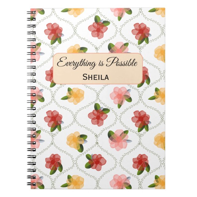 Cuaderno Vintage floral watercolour clear diamond Notebook (Frente)
