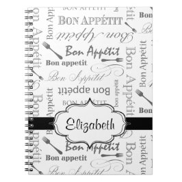 Cuaderno Vintage francés Bon Appetit negro y blanco