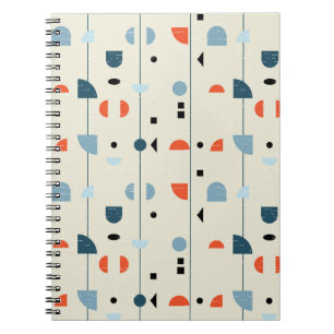 Cuaderno Vintage geométrico: patrón fluido de mediados de s