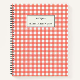 Cuaderno Vintage Gingham Plaid Red Personalizada Receta