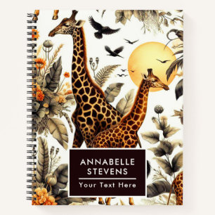 Cuaderno Vintage Giraffe Floral Watercolor