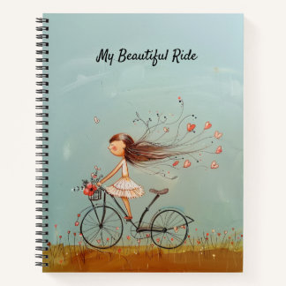 Cuaderno Vintage Girl on Bicycle Personalized Floral