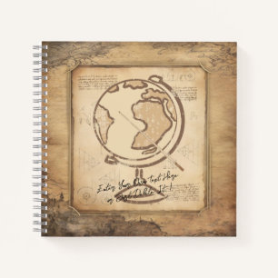 Cuaderno Vintage Globe. Regalo de profesores de geografía e