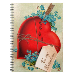 Cuaderno Vintage Gran Corazón de Sangrado Rojo San Valentín