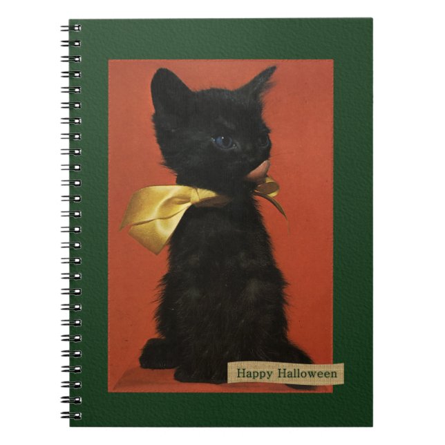 Cuaderno Vintage Happy Halloween Kitten Journal (Frente)