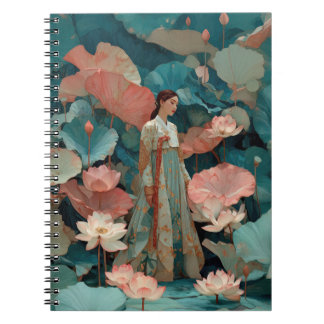 Cuaderno Vintage Impasto Hanbok and Pink Lotus