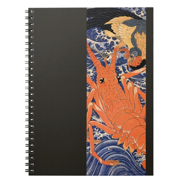 Cuaderno Vintage japonés langosta y pájaro (Frente)