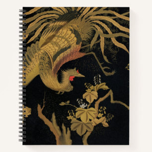 Cuaderno Vintage Japonés Phoenix Gold Black Bird