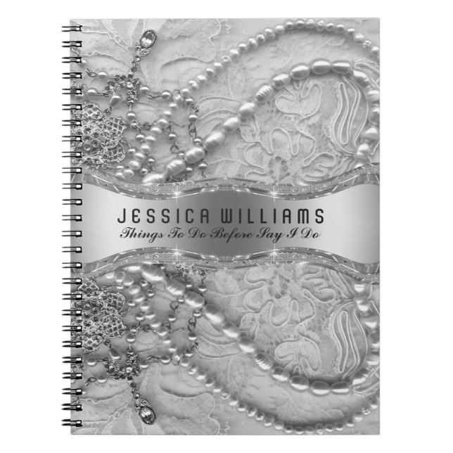 Cuaderno Vintage Lace & Purls, Boda blanco marfil (Frente)