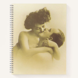 Cuaderno Vintage love couple kissing sepia illustration