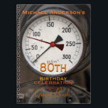 Cuaderno Vintage Manometer 80th Birthday Guest Book<br><div class="desc">Perfecto para alguien que tiene sentido del humor   amante de la mecánica! Personalizable Libro De Aniversario. Puede cambiar fácilmente el color del texto,  el tipo de letra,  el tamaño y la posición haciendo clic en el botón personalizar. com</div>
