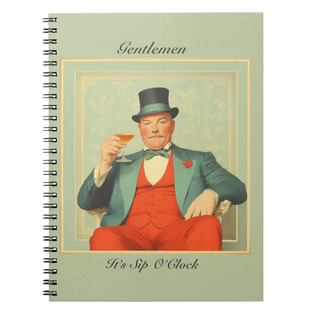 Cuaderno Vintage Martini Dandy - Caballeros, es Sip O'Clock (Frente)