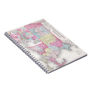 Cuaderno Vintage Massachusetts y mapa de Rhode Island