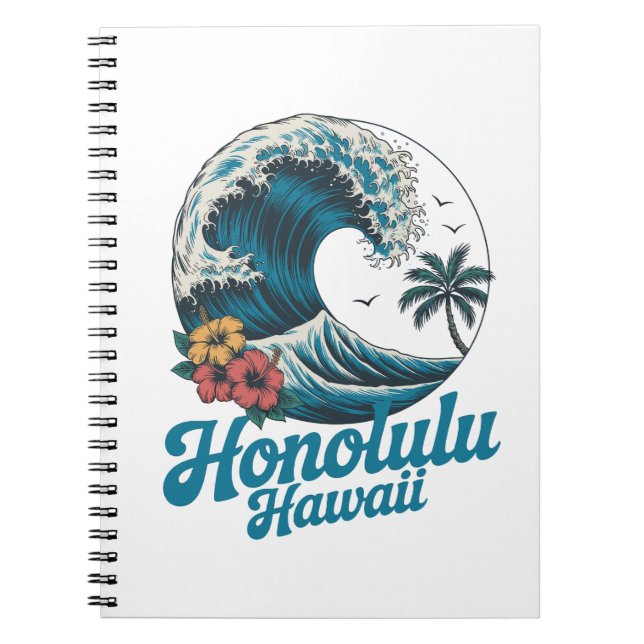 Cuaderno Vintage Minimal Honolulu Hawái Aloha Viajes  (Frente)
