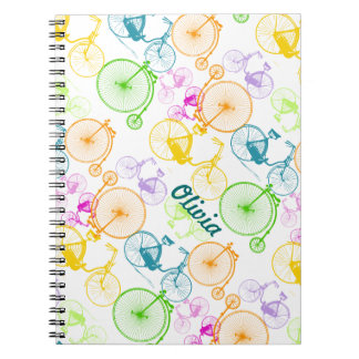 Cuaderno Vintage Moderno Bicicleta Color brillante Patrón d