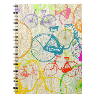 Cuaderno Vintage Moderno Bicicleta Color brillante Patrón d