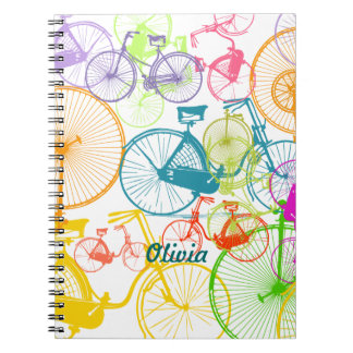 Cuaderno Vintage Moderno Bicicleta Color brillante Patrón d