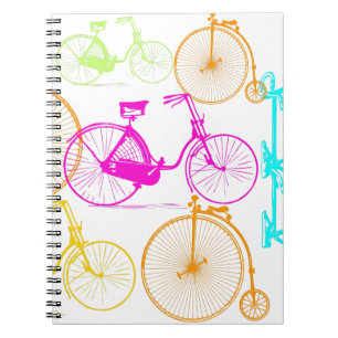 Cuaderno Vintage Moderno Bicicleta Color brillante Patrón d