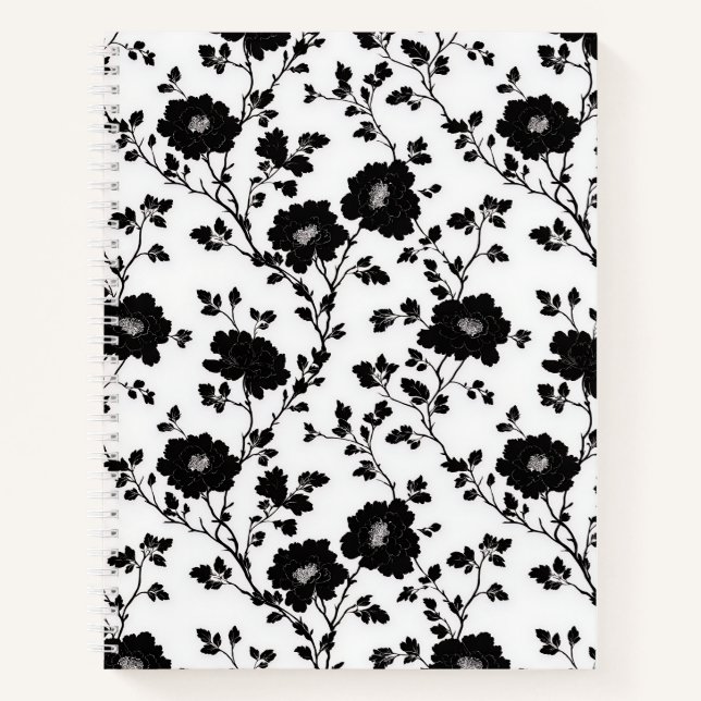 Cuaderno Vintage Monochrome Black Flower Toile Nature (Anverso)