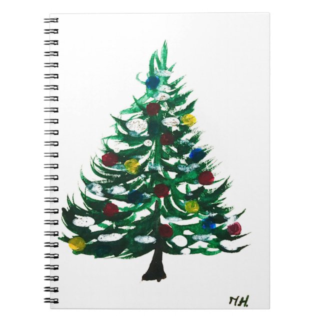 Cuaderno Vintage Navidad árbol acuarela invierno verde (Frente)