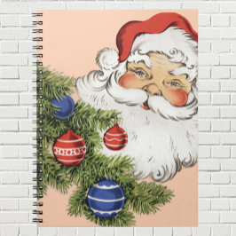 Cuaderno Vintage Navidad Santa Claus con adornos de árbol