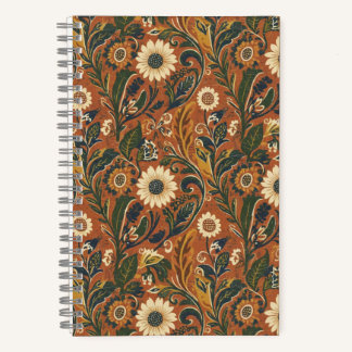 Cuaderno Vintage Orange Floral Lined Journal – Retro Flower