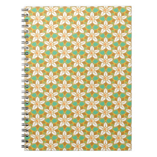 Cuaderno Vintage Patrón de Jonquilo floral verde y amarillo