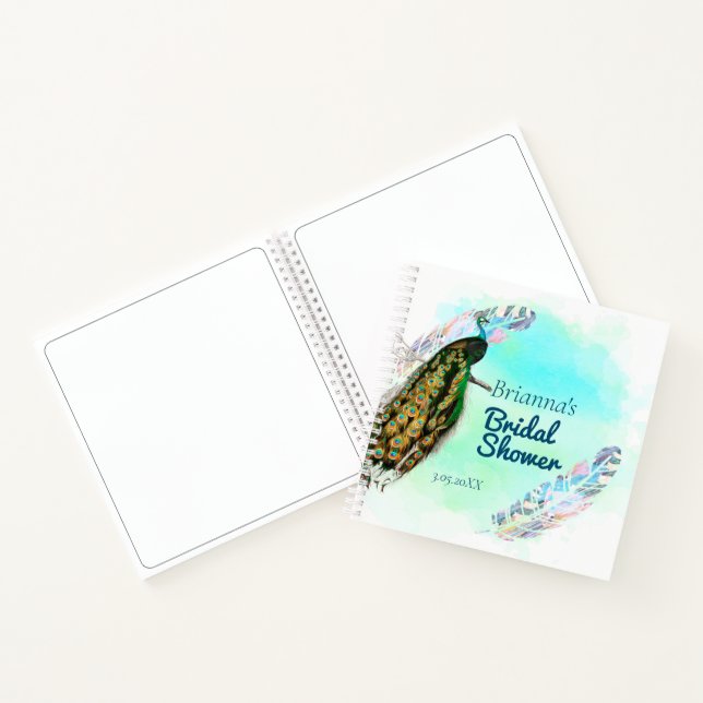 Cuaderno Vintage Peacock Bridal Shower Guest Book (Interior)