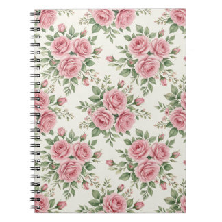 Cuaderno Vintage Pink Watercolor Roses Floral Seamless