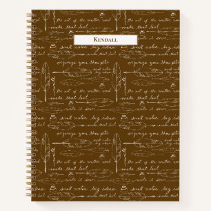 Cuaderno Vintage Pluma y Tinta Escritura de Nombre