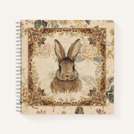 Cuaderno Vintage Rabbit,Cute Rabbit with Flowers Pattern