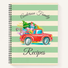 Cuaderno Vintage Red Truck Christmas Tree Recetas Nombre Ar