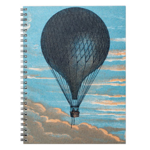 Cuaderno Vintage Retro Hot Air Balloon View First Balloon
