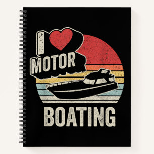 Cuaderno Vintage Retro Me encanta el motor de bote divertid