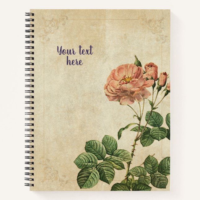 Cuaderno Vintage Rosa Damascena Aurora (Anverso)