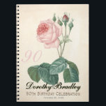 Cuaderno Vintage Rose 90th Birthday Celebration GuestBook<br><div class="desc">Customizable Birthday Celebration Guest Book (spiralnotebook) with Vintage Botanical Watercolors of rose by Pierre-Joseph Redouté. You can easily change text color, font, size and position by clicking the customize button. Available in hard cover guest book. Matching Birthday invitation, paper napkins and paper plate. Don't forgetthe whole collection. ------------- "Pierre-Joseph Redouté...</div>