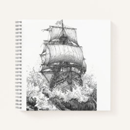 Cuaderno Vintage Sailboat Sketch Monochrome Notebook
